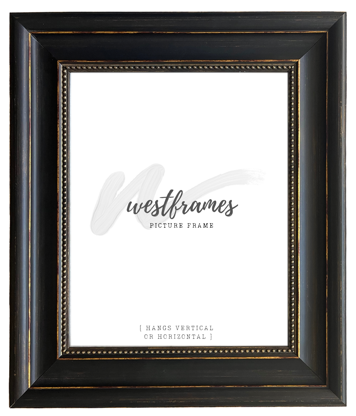 Montreal Distressed Rustic Antique Black Gold Wall Picture Frame - West Frames