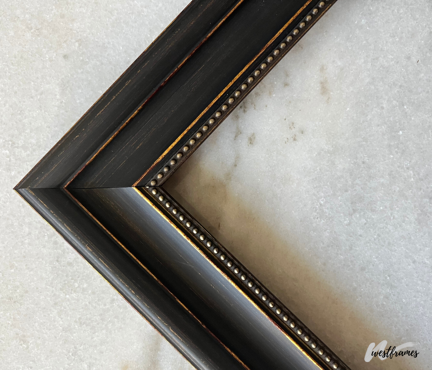 Montreal Distressed Rustic Antique Black Gold Wall Picture Frame - West Frames