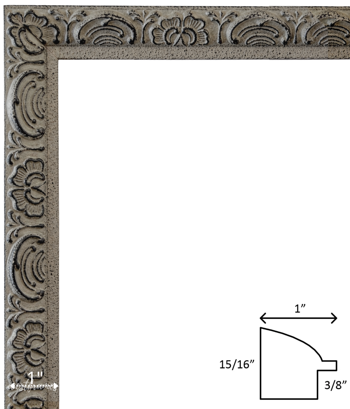Duchess Ornate Antique Grey Wood Wall Picture Frame 1 Inch Wide - West Frames