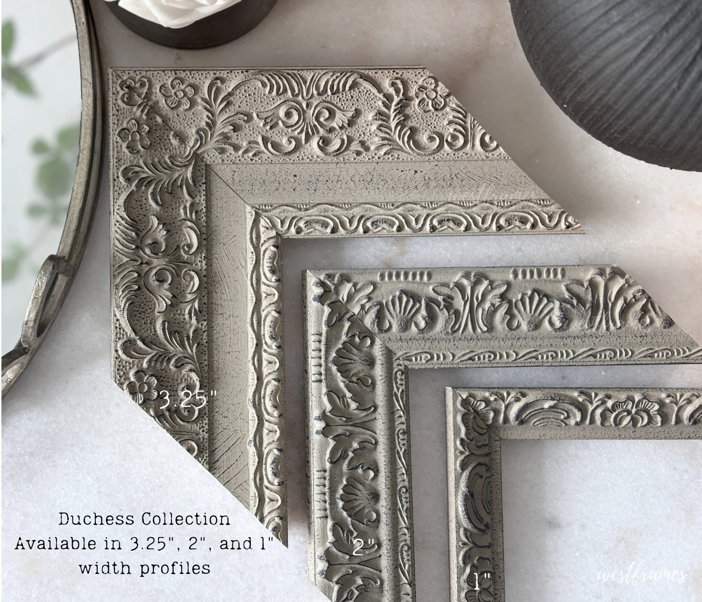 Duchess Ornate Antique Grey Wood Wall Picture Frame 3.25 Inch Wide - West Frames