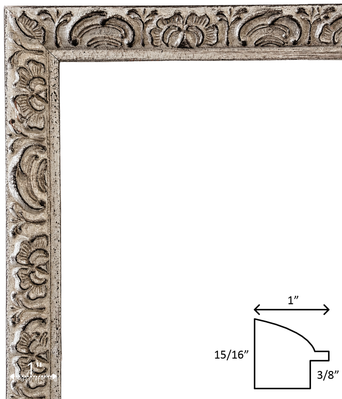 Duchess Ornate Champagne Silver Wood Wall Picture Frame 1 Inch Wide - West Frames