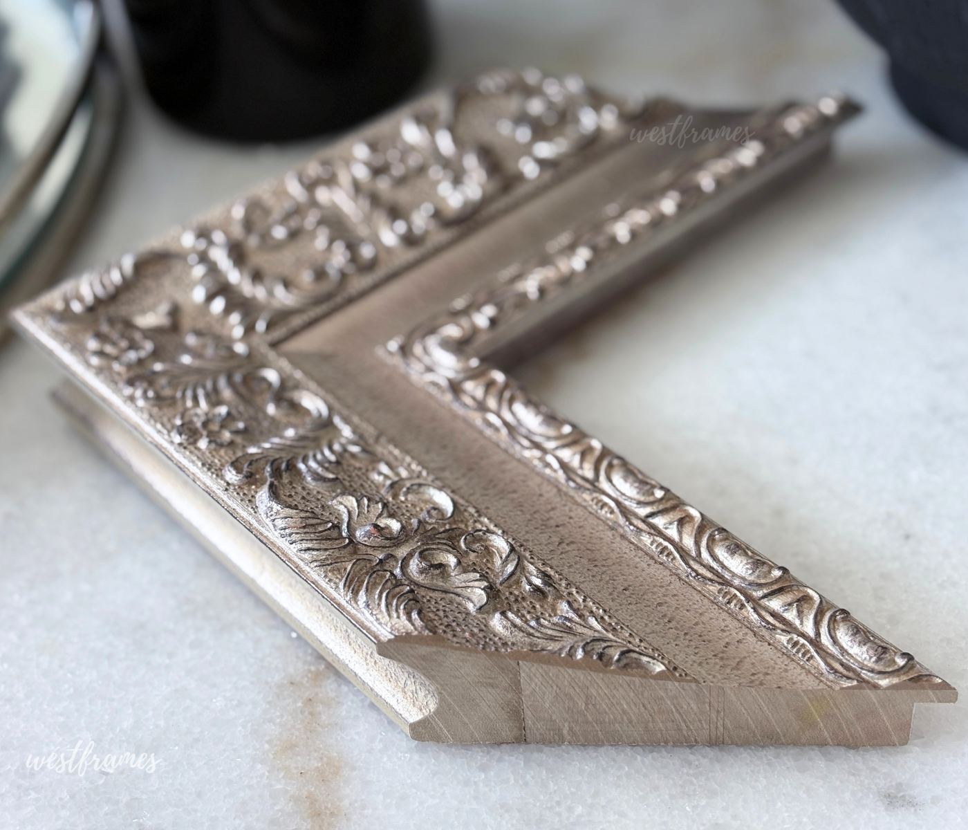 Duchess Ornate Champagne Silver Wood Wall Picture Frame 3.25 Inch Wide - West Frames