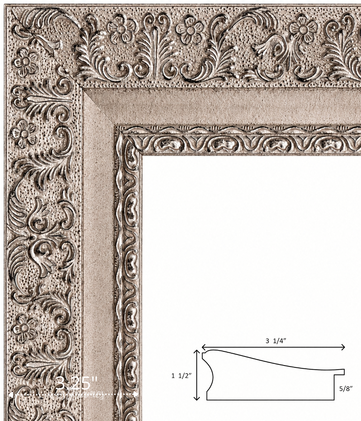 Duchess Ornate Champagne Silver Wood Wall Picture Frame 3.25 Inch Wide - West Frames