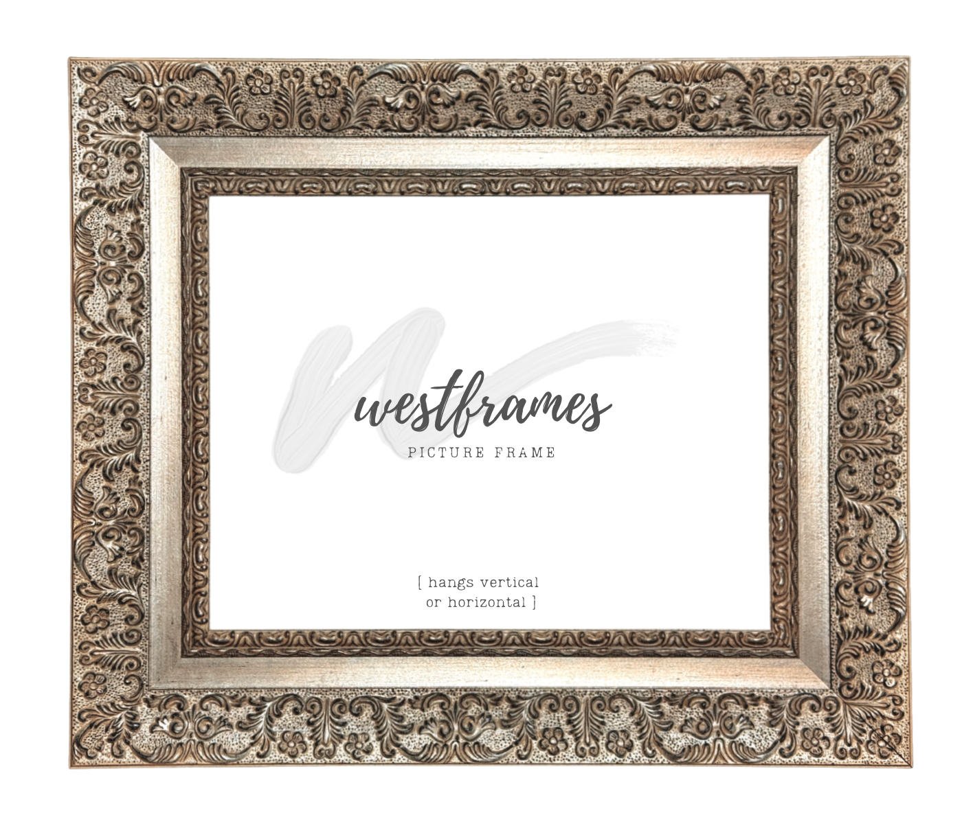 Duchess Ornate Champagne Silver Wood Wall Picture Frame 3.25 Inch Wide - West Frames
