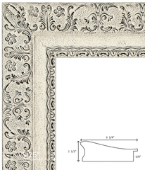 Duchess Ornate French Country Distressed Ivory Wood Picture Frame 3.25 Inch Wide - West Frames