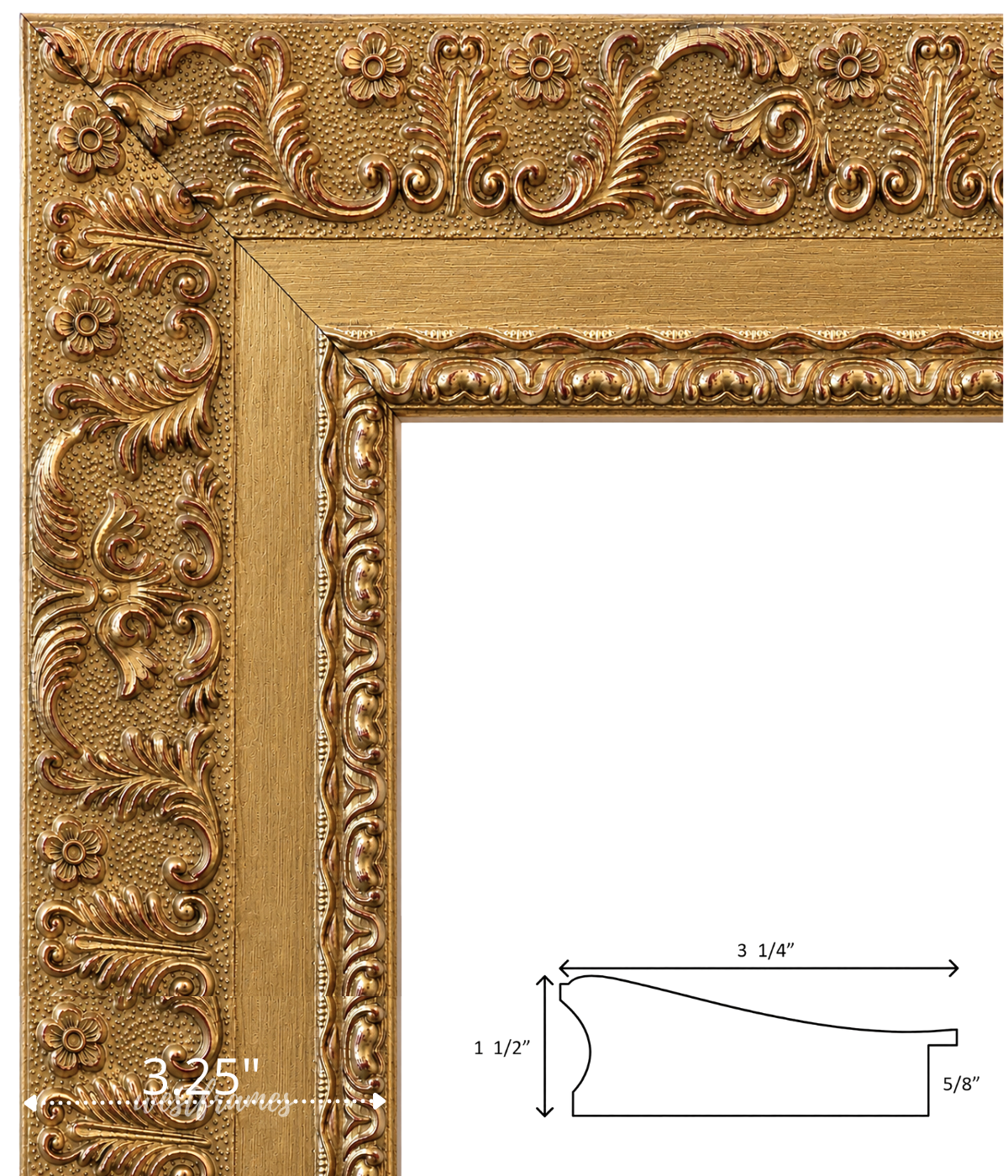 Duchess Ornate Gold Wood Wall Picture Frame 3.25 Inch Wide - West Frames