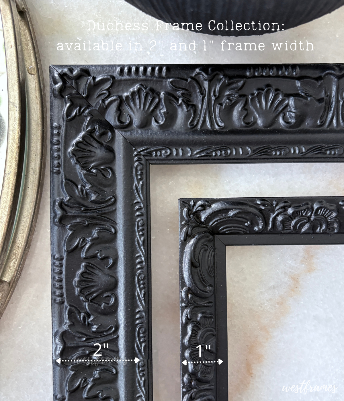Duchess Ornate Vintage Black Wood Wall Picture Frame 1 Inch Wide - West Frames