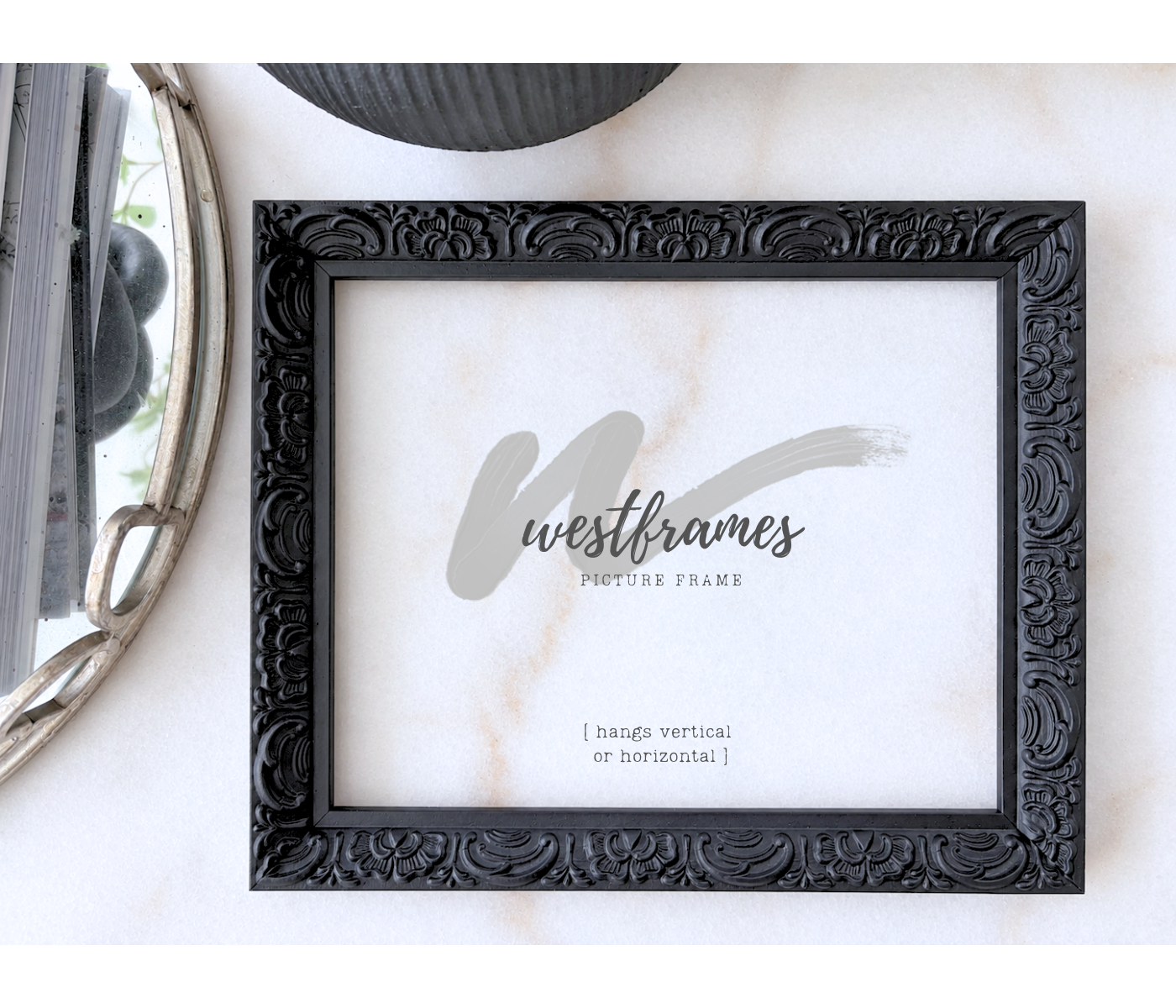 Duchess Ornate Vintage Black Wood Wall Picture Frame 1 Inch Wide - West Frames