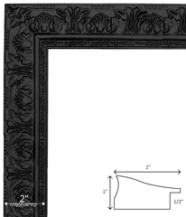 Duchess Ornate Vintage Black Wood Wall Picture Frame 2 Inch Wide - West Frames