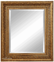 Elegance French Ornate Embossed Antique Gold Framed Wood Wall Mirror - West Frames