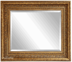 Elegance French Ornate Embossed Antique Gold Framed Wood Wall Mirror - West Frames