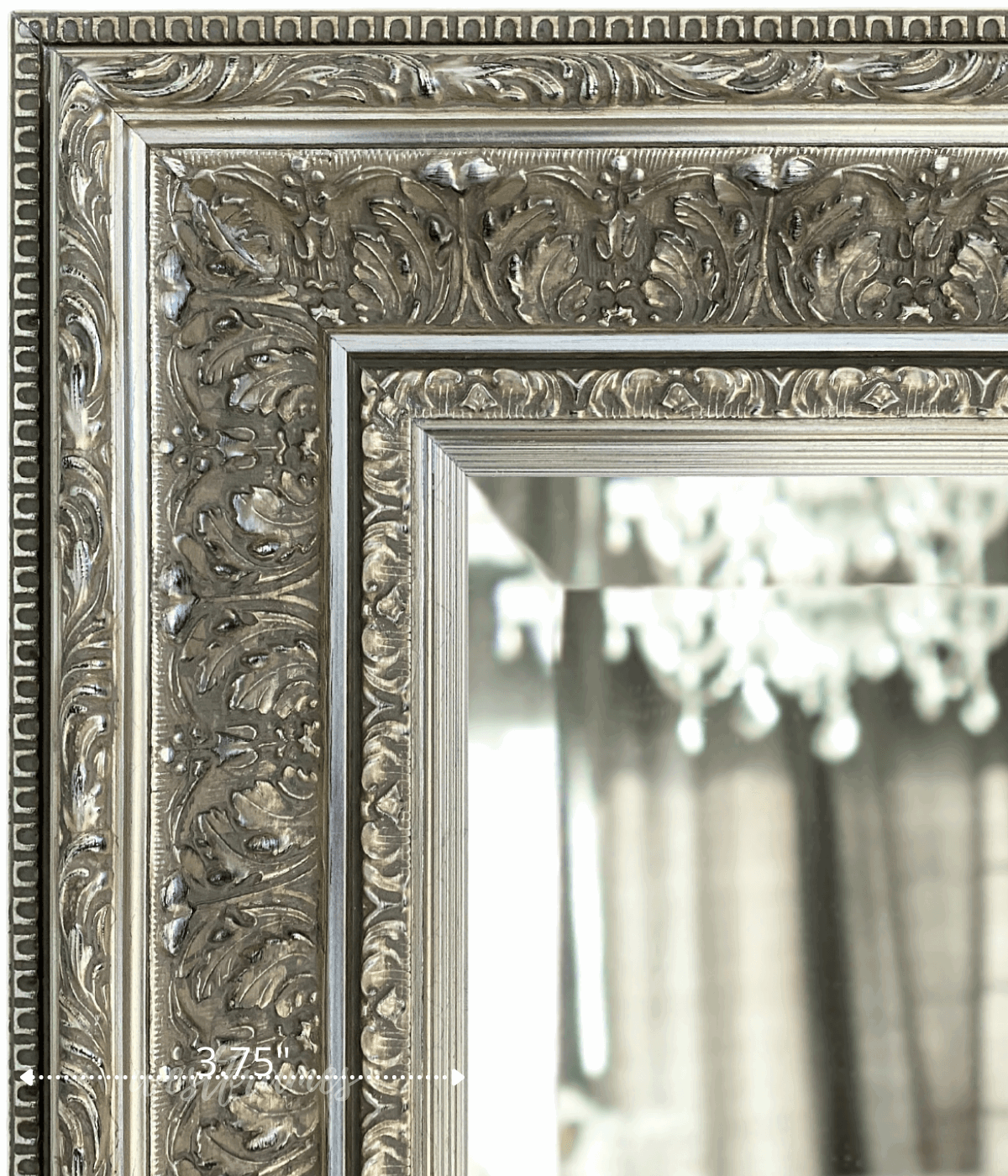 Elegance French Ornate Embossed Wood Framed Floor Mirror Silver Gold Finish - West Frames