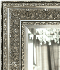Elegance French Ornate Embossed Wood Framed Floor Mirror Silver Gold Finish - West Frames