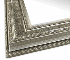 Elegance French Ornate Embossed Wood Framed Floor Mirror Silver Gold Finish - West Frames