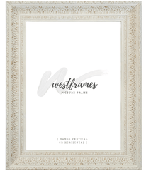 Elegance French Ornate Embossed Wood Picture Frame Antique White Gold - West Frames