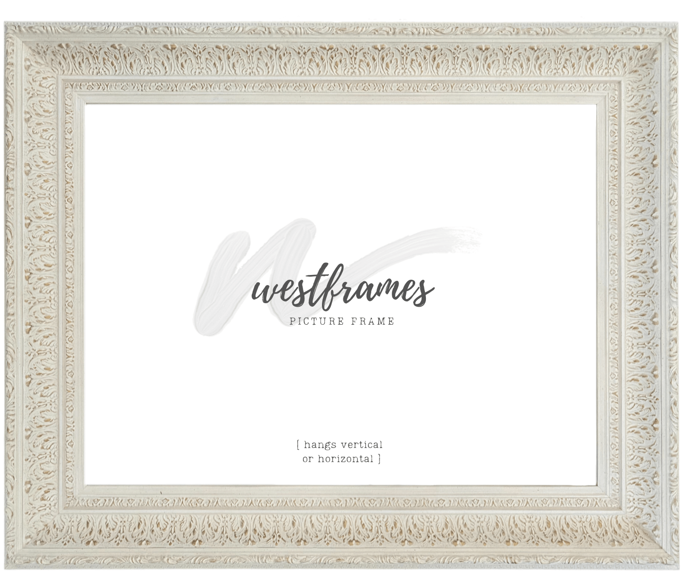 Elegance French Ornate Embossed Wood Picture Frame Antique White Gold - West Frames