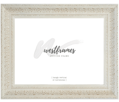 Elegance French Ornate Embossed Wood Picture Frame Antique White Gold - West Frames