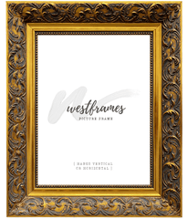 Ella Vintage Ornate Embossed Wood Picture Frame Antique Gold Patina Finish - West Frames