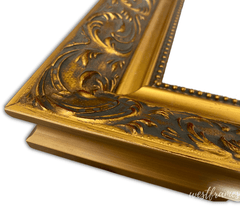 Ella Vintage Ornate Embossed Wood Picture Frame Antique Gold Patina Finish - West Frames