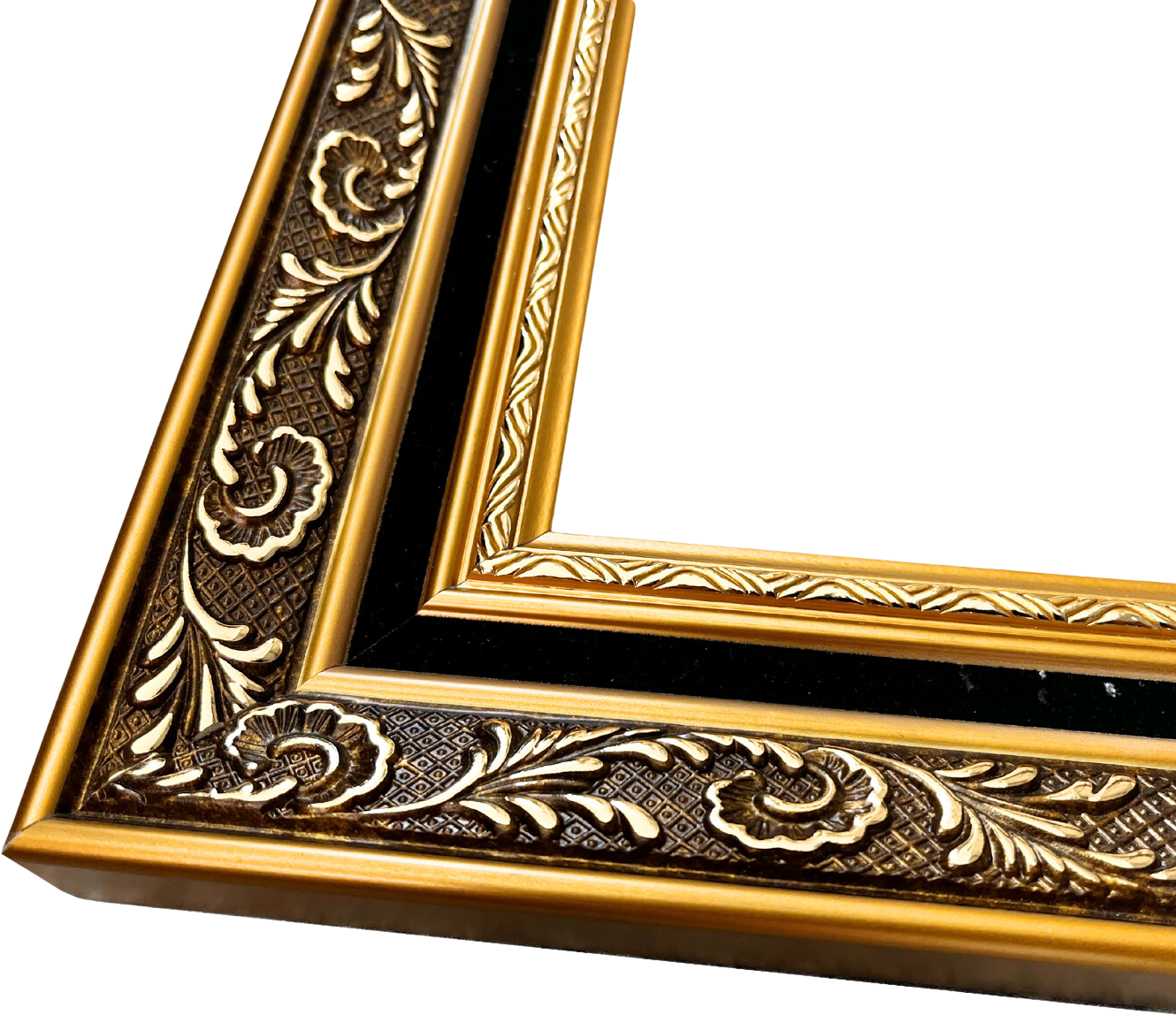 Elsie Antique Gold Ornate Black Velveteen Liner Picture Frame - West Frames