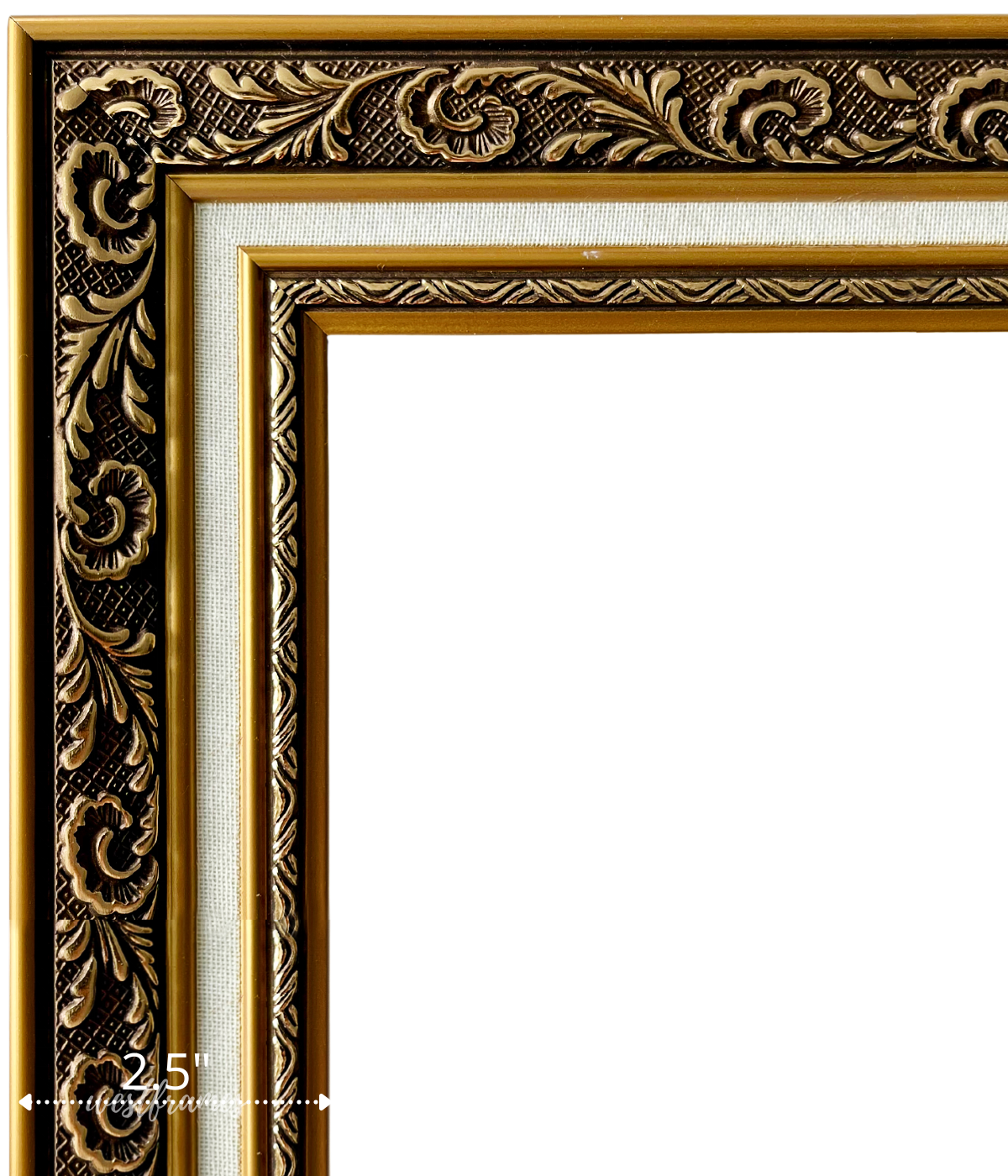 Elsie Antique Gold Ornate Linen Liner Picture Frame - West Frames