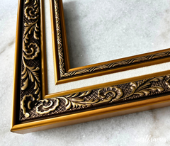 Elsie Antique Gold Ornate Linen Liner Picture Frame - West Frames