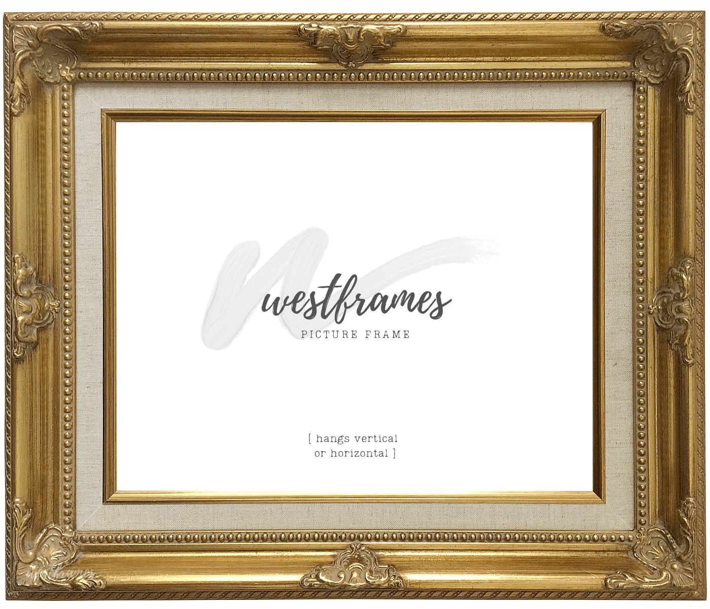 Estelle Antique Gold Leaf Wood French Baroque Picture Frame with Natural Linen Liner - West Frames