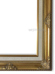 Estelle Antique Gold Leaf Wood French Baroque Picture Frame with Natural Linen Liner - West Frames