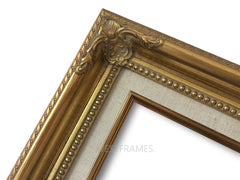 Estelle Antique Gold Leaf Wood French Baroque Picture Frame with Natural Linen Liner - West Frames
