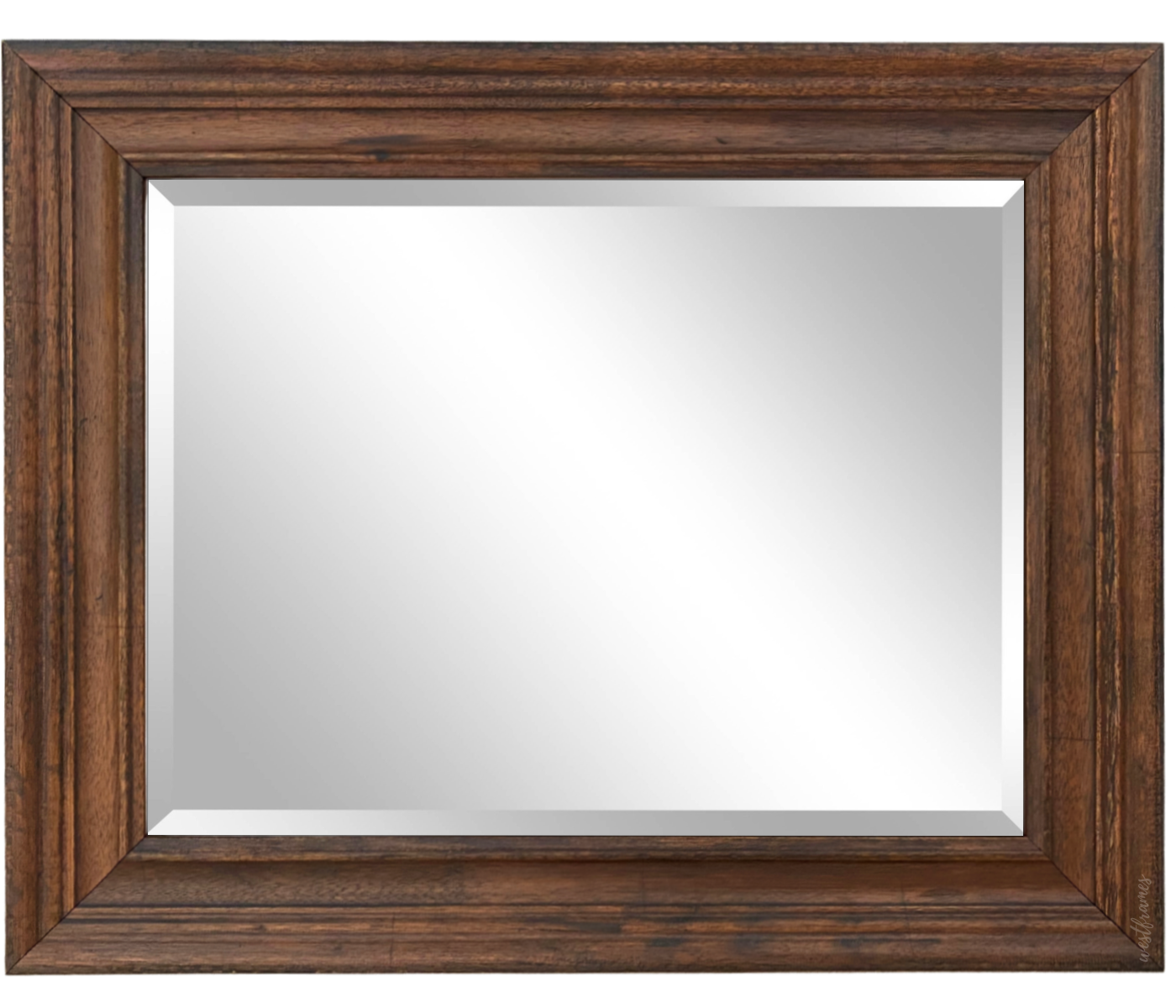 Farmhouse Distressed Rustic Pecan Wood Framed Wall Wood Mirror - West Frames