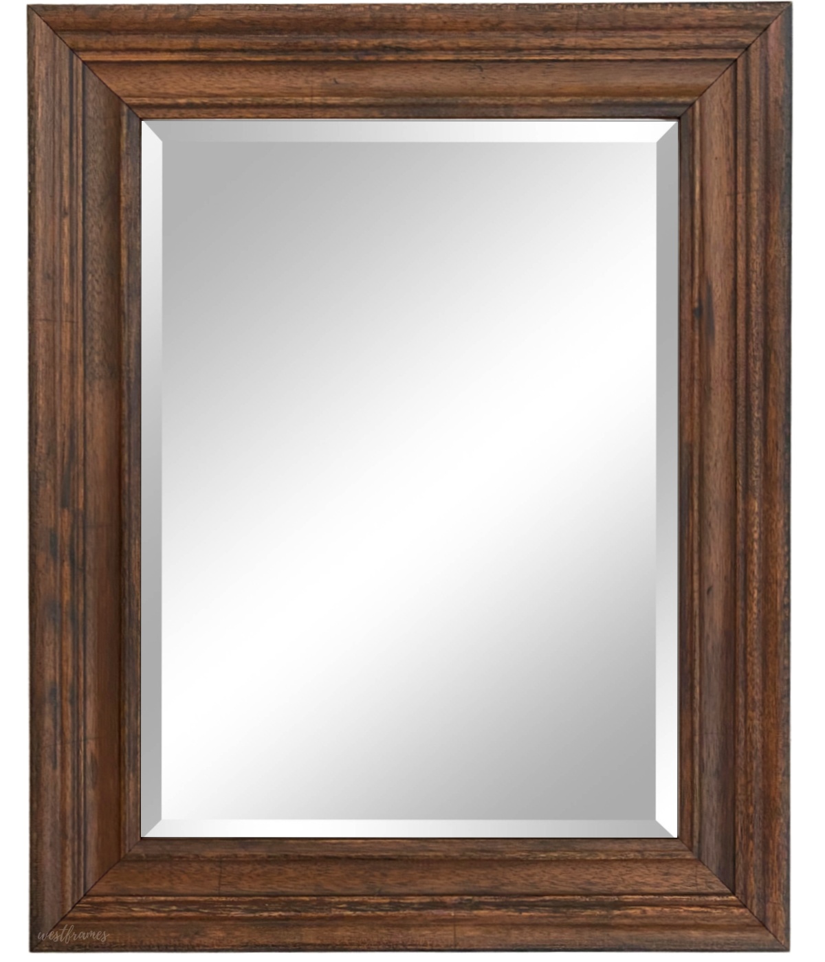 Farmhouse Distressed Rustic Pecan Wood Framed Wall Wood Mirror - West Frames