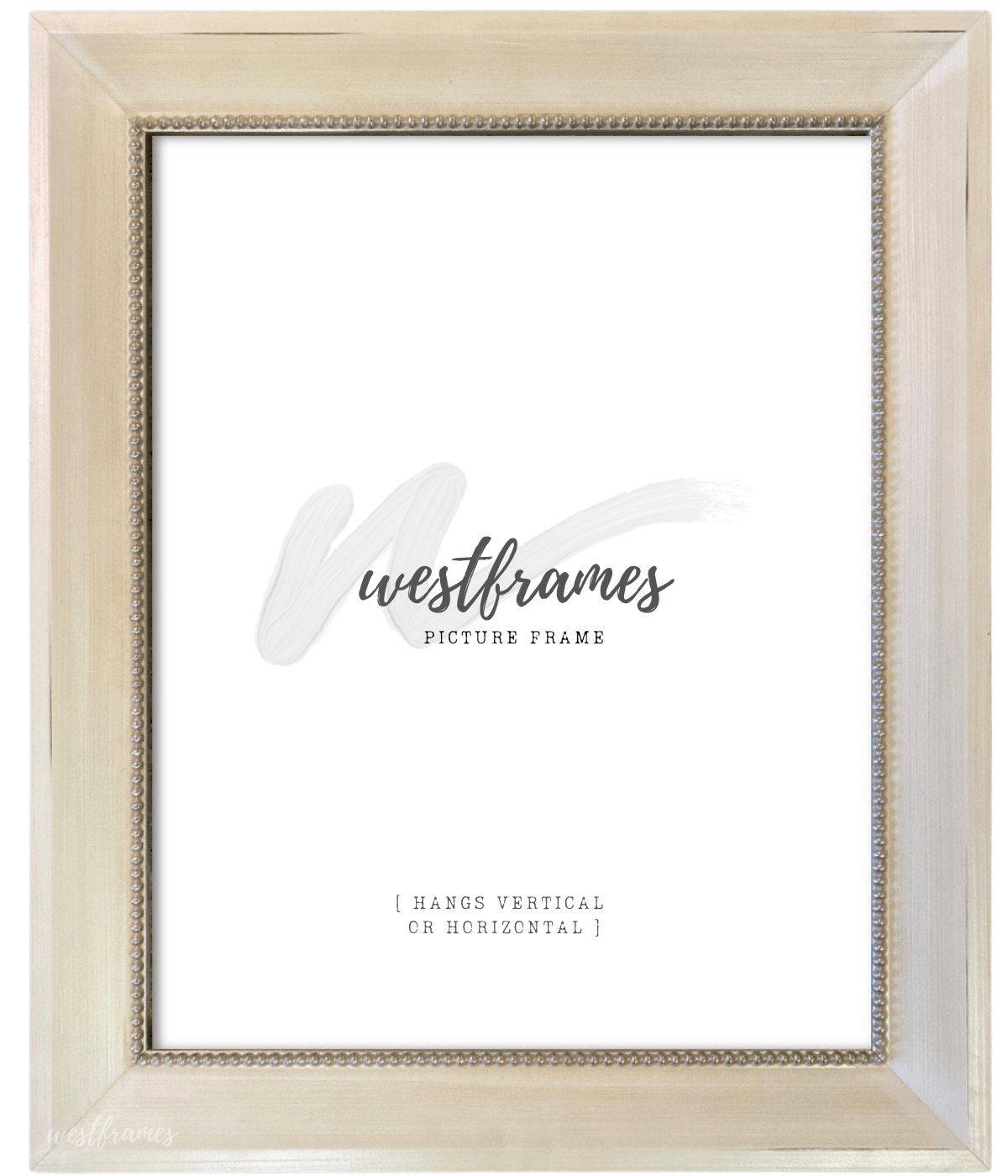 Farmhouse Rustic Beaded Wood Picture Frame White Cream Ivory Finish - West Frames