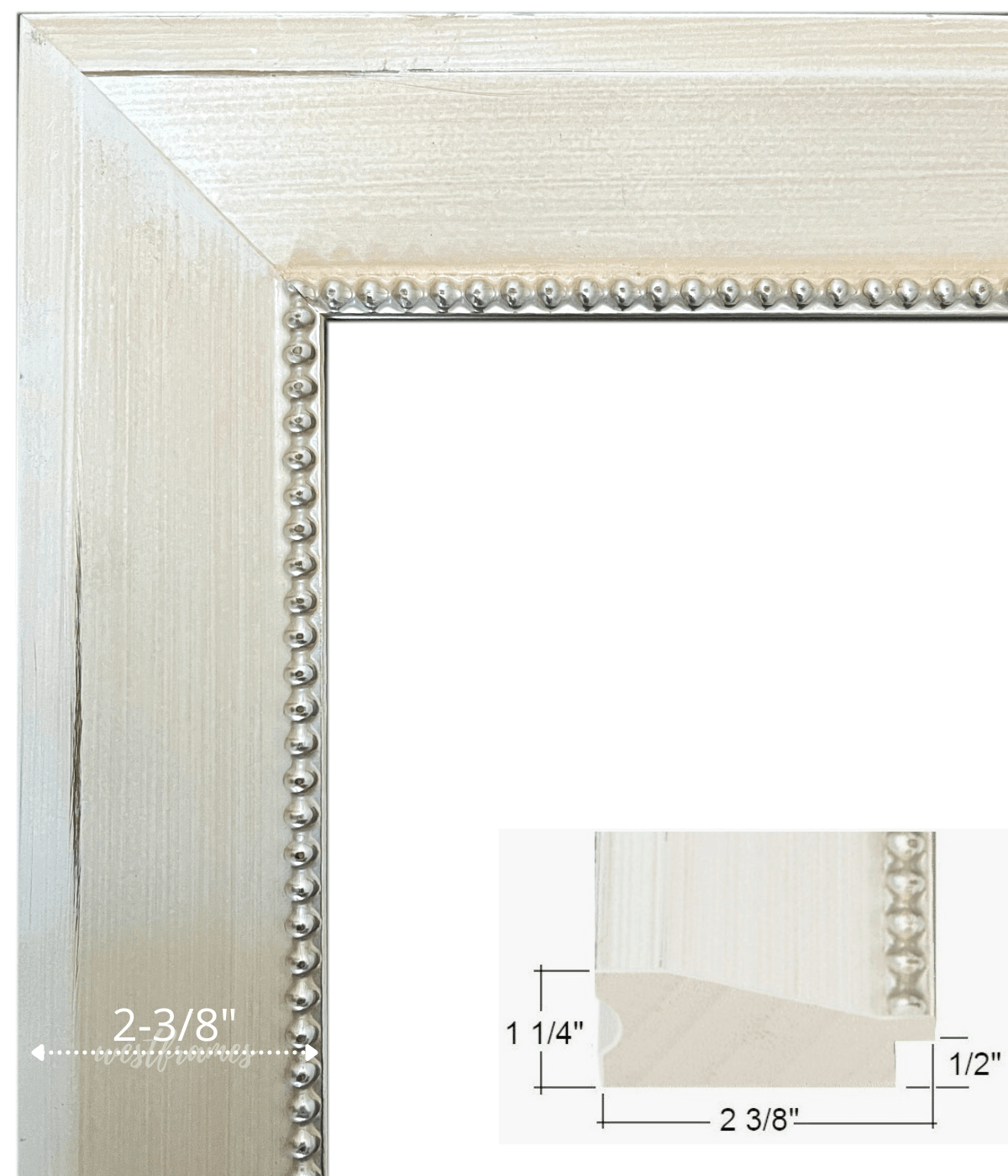 Farmhouse Rustic Beaded Wood Picture Frame White Cream Ivory Finish - West Frames