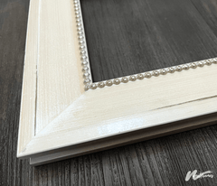 Farmhouse Rustic Beaded Wood Picture Frame White Cream Ivory Finish - West Frames