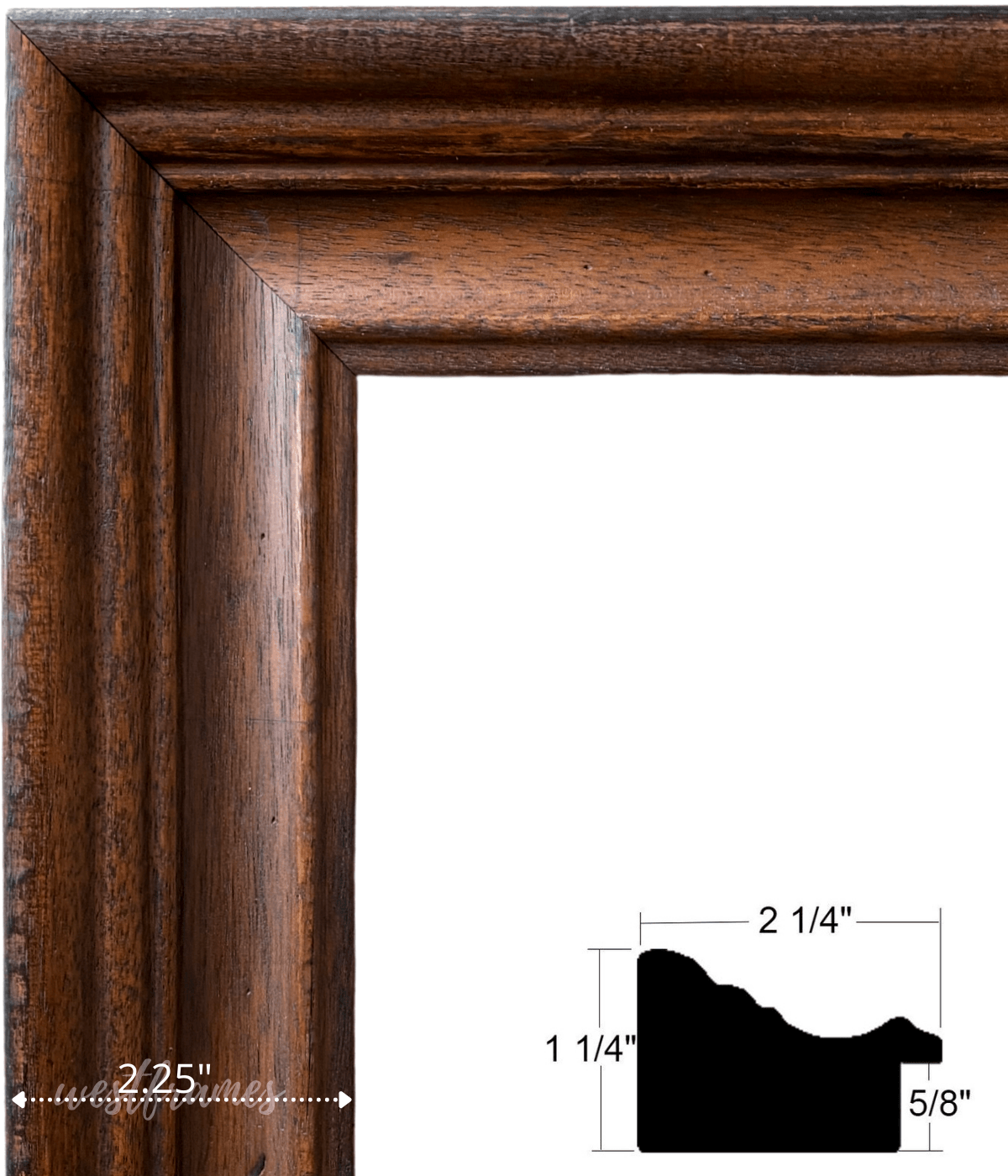 Farmhouse Rustic Wood Picture Frame Pecan Finish 2.25 in Wide Wall Art Frame - West Frames