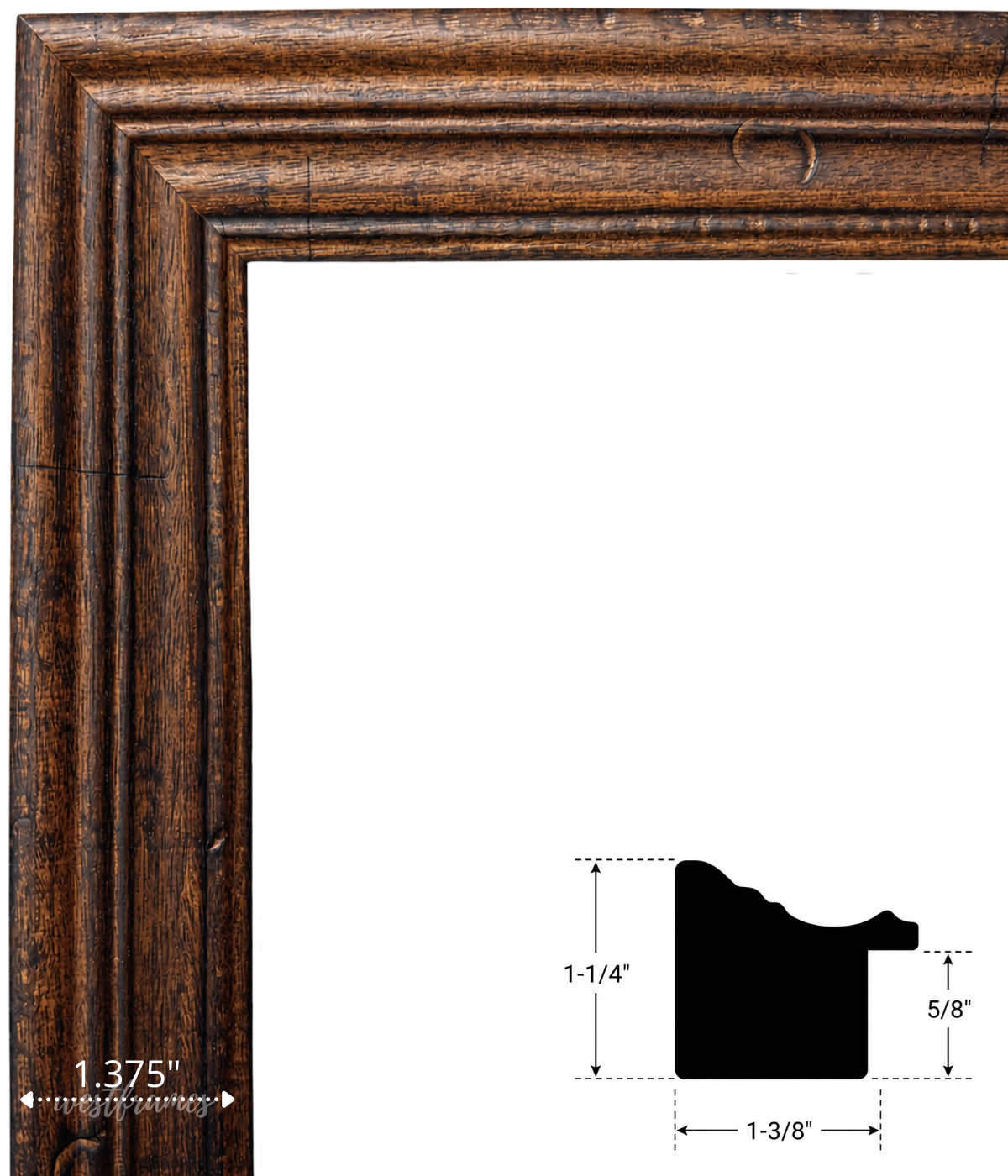 Farmhouse Rustic Wood Wall Picture Frame Pecan Finish 1.375 Inch Wide - West Frames