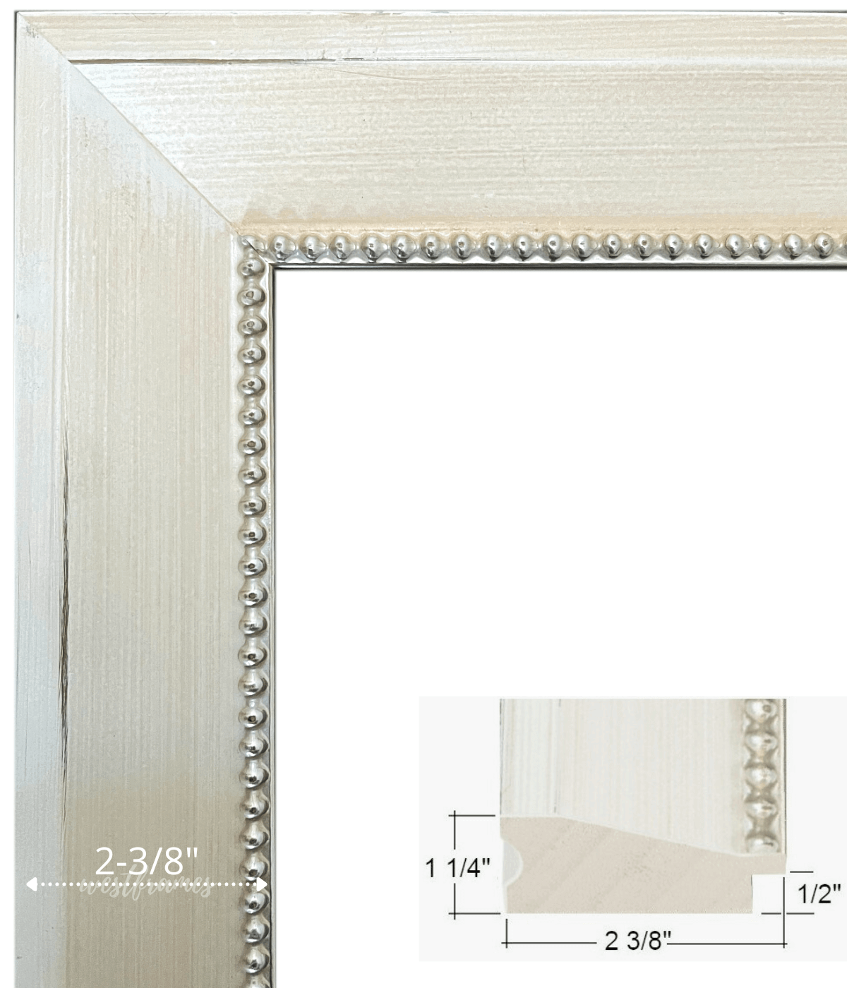 Farmhouse Rustic Beaded Wood Picture Frame White Cream Ivory - West Frames