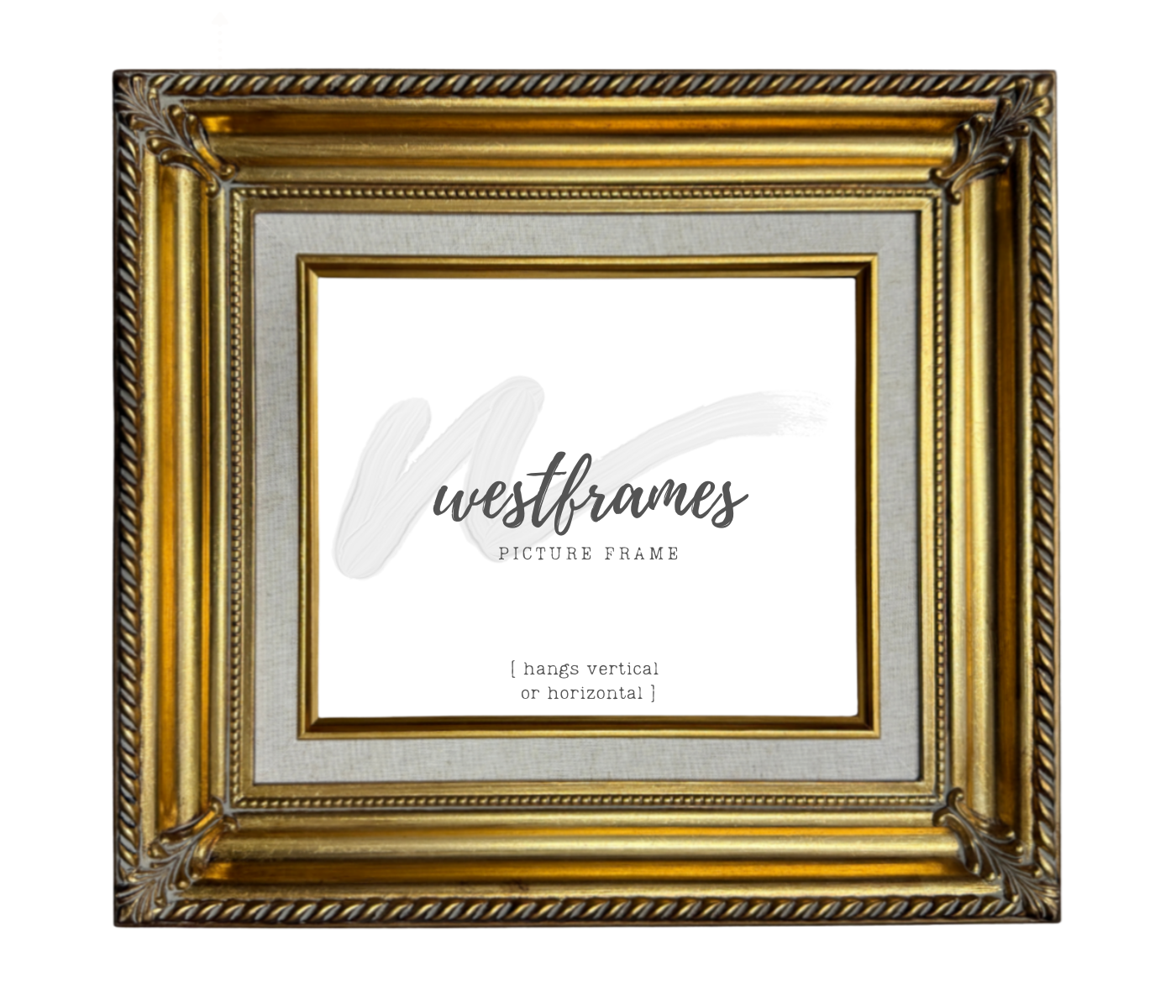 Gatsby Antique Gold Leaf Linen Liner Wood Baroque Picture Frame - West Frames