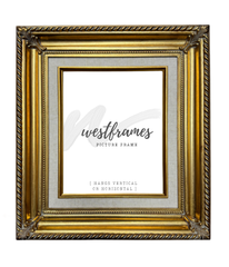 Gatsby Antique Gold Leaf Linen Liner Wood Baroque Picture Frame - West Frames