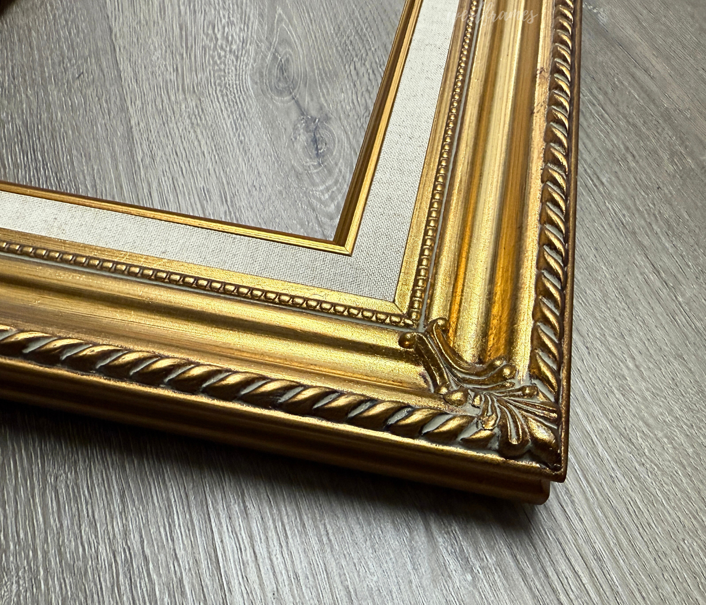 Gatsby Antique Gold Leaf Linen Liner Wood Baroque Picture Frame - West Frames