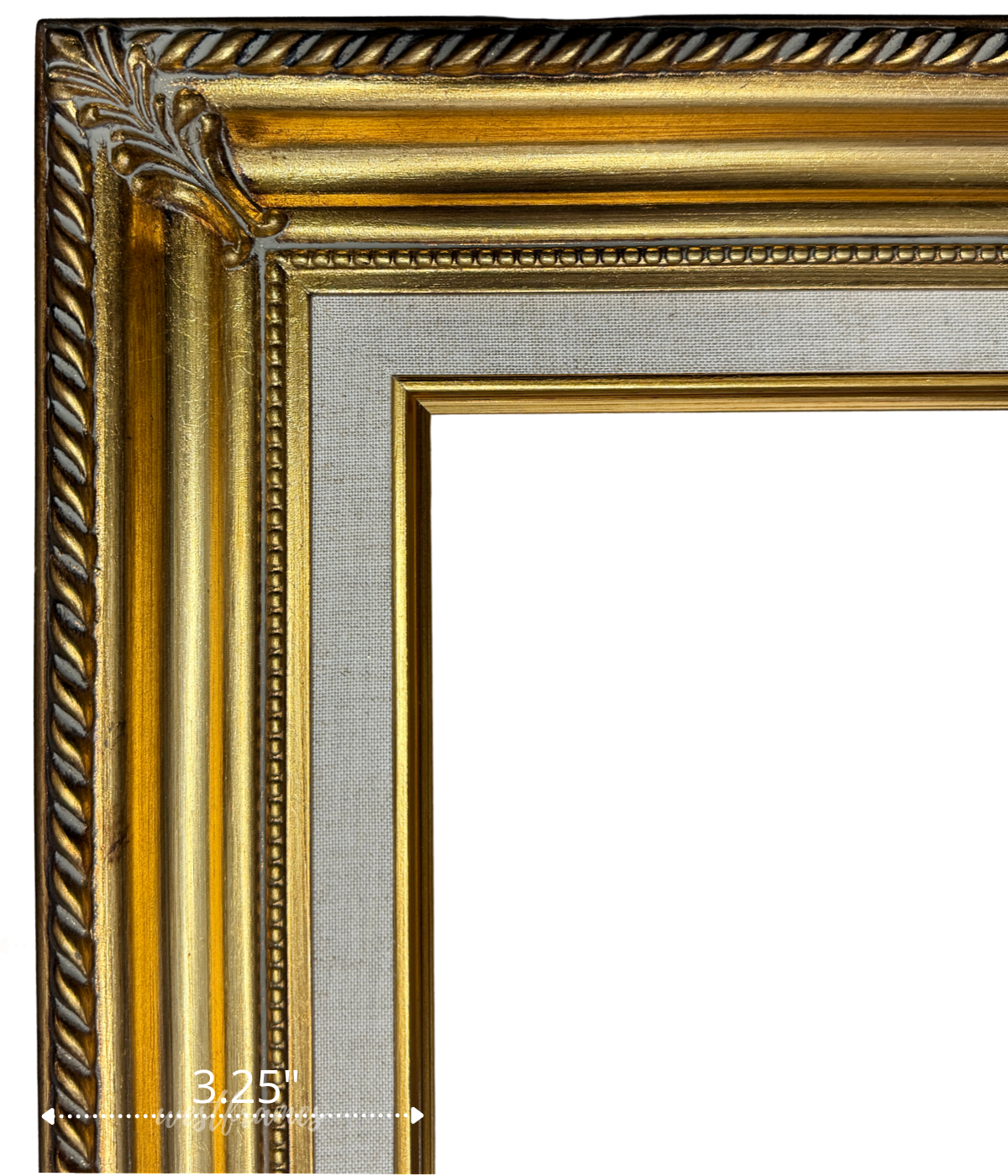 Gatsby Antique Gold Leaf Linen Liner Wood Baroque Picture Frame - West Frames
