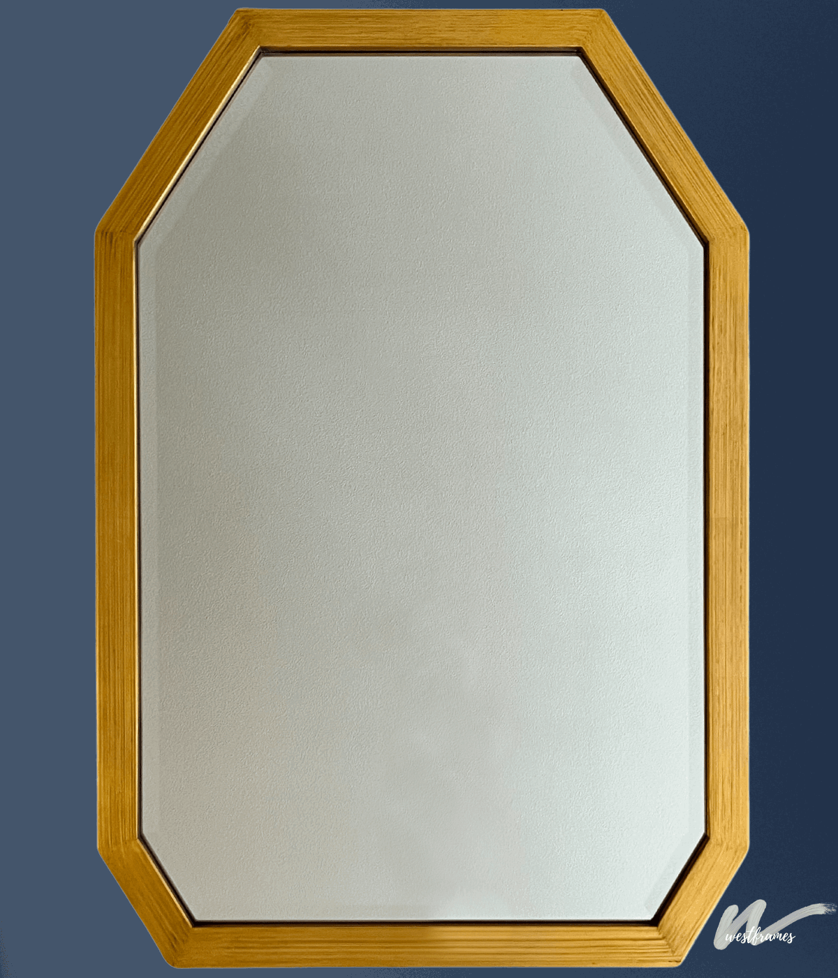 Geometric Gold Wood Framed Bathroom Vanity Mid-Century Modern Accent Wall Mirror - West Frames