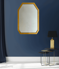 Geometric Gold Wood Framed Bathroom Vanity Mid-Century Modern Accent Wall Mirror - West Frames