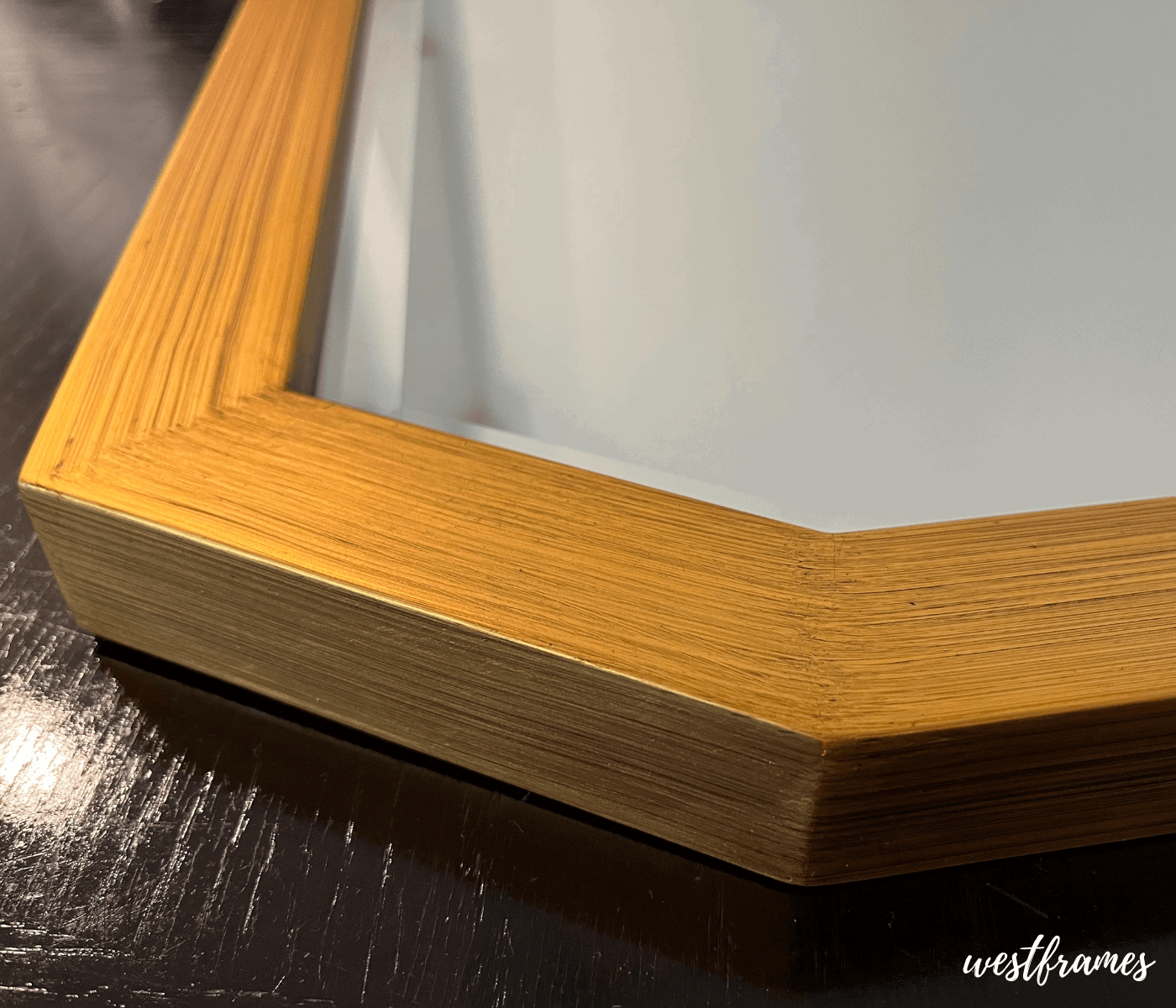 Geometric Gold Wood Framed Bathroom Vanity Mid-Century Modern Accent Wall Mirror - West Frames