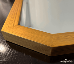 Geometric Gold Wood Framed Bathroom Vanity Mid-Century Modern Accent Wall Mirror - West Frames