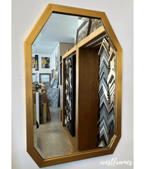 Geometric Gold Wood Framed Bathroom Vanity Mid-Century Modern Accent Wall Mirror - West Frames