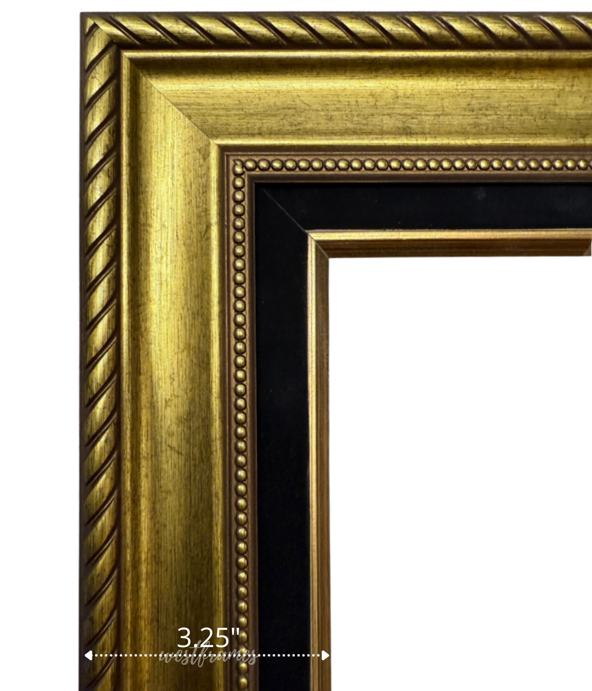 Montana Antique Gold Black Linen Liner Picture Frame | Classic Rope & Beaded Design