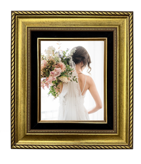 Montana Antique Gold Black Linen Liner Picture Frame | Classic Rope & Beaded Design