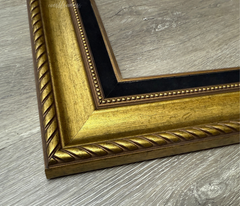 Montana Antique Gold Black Linen Liner Picture Frame | Classic Rope & Beaded Design