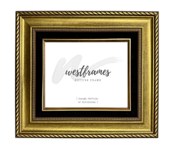 Montana Antique Gold Black Linen Liner Picture Frame | Classic Rope & Beaded Design